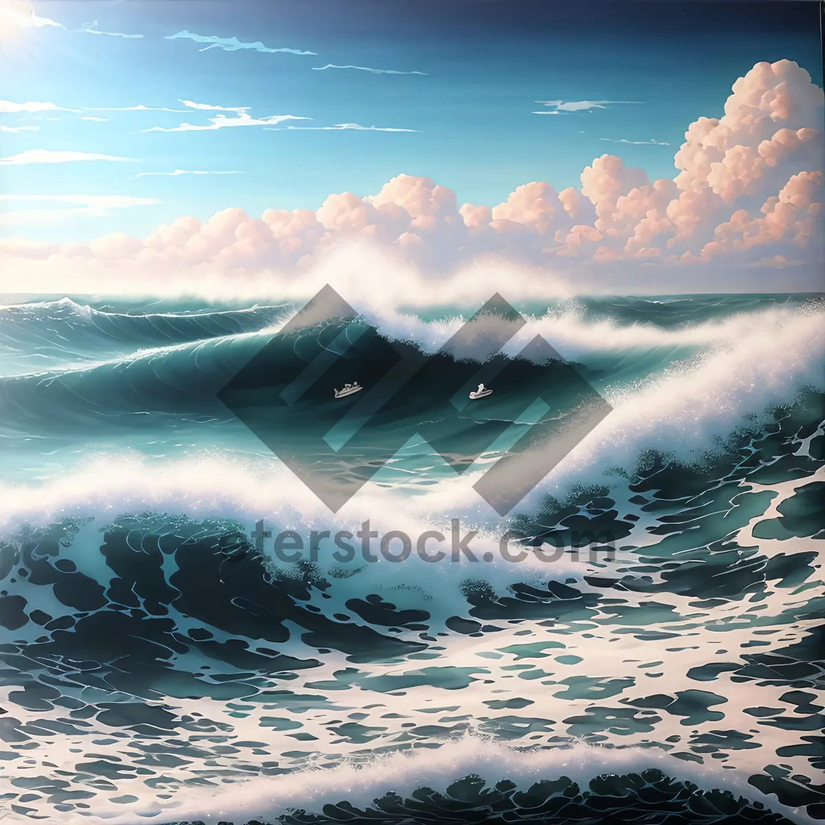 Picture of Serenity by the Shore: Majestic Ocean Waves Crashing