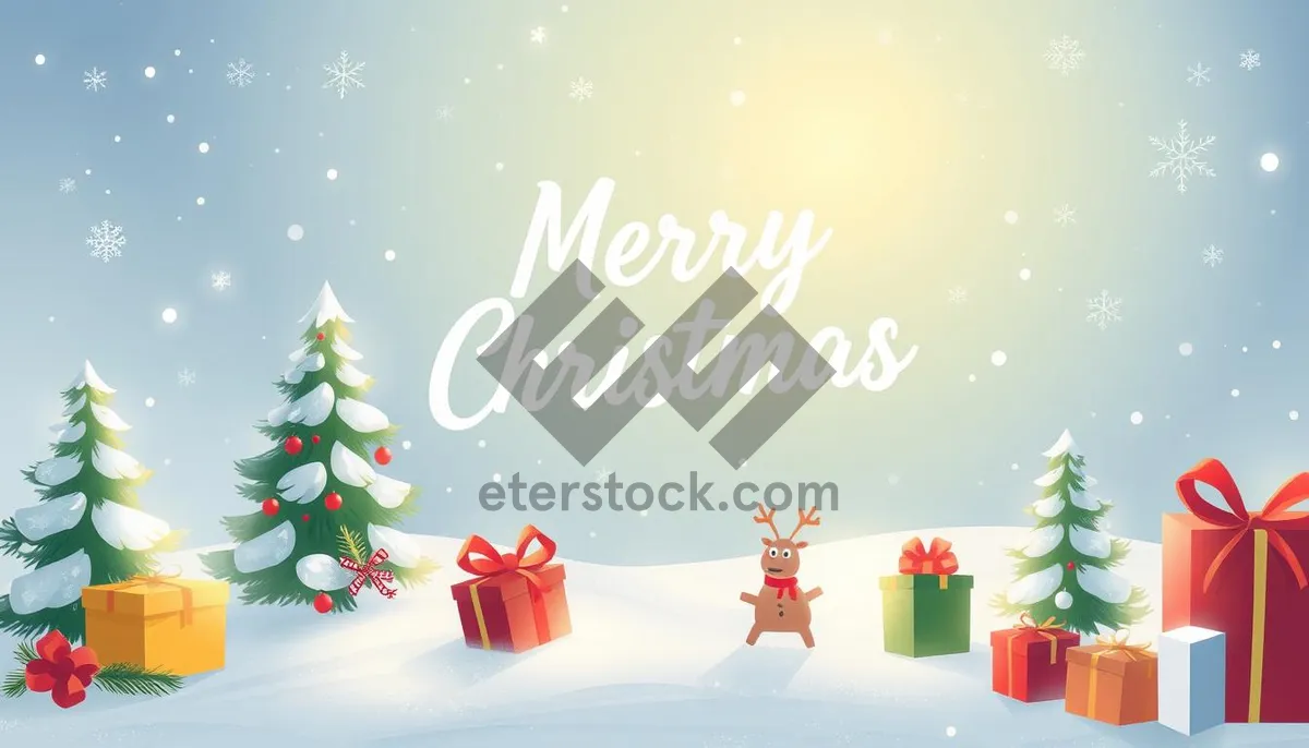 Picture of Winter Holiday Greeting Card with Snowman and Snowflakes