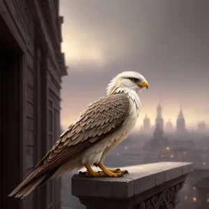 Majestic predator: Falcon soaring with golden gaze.