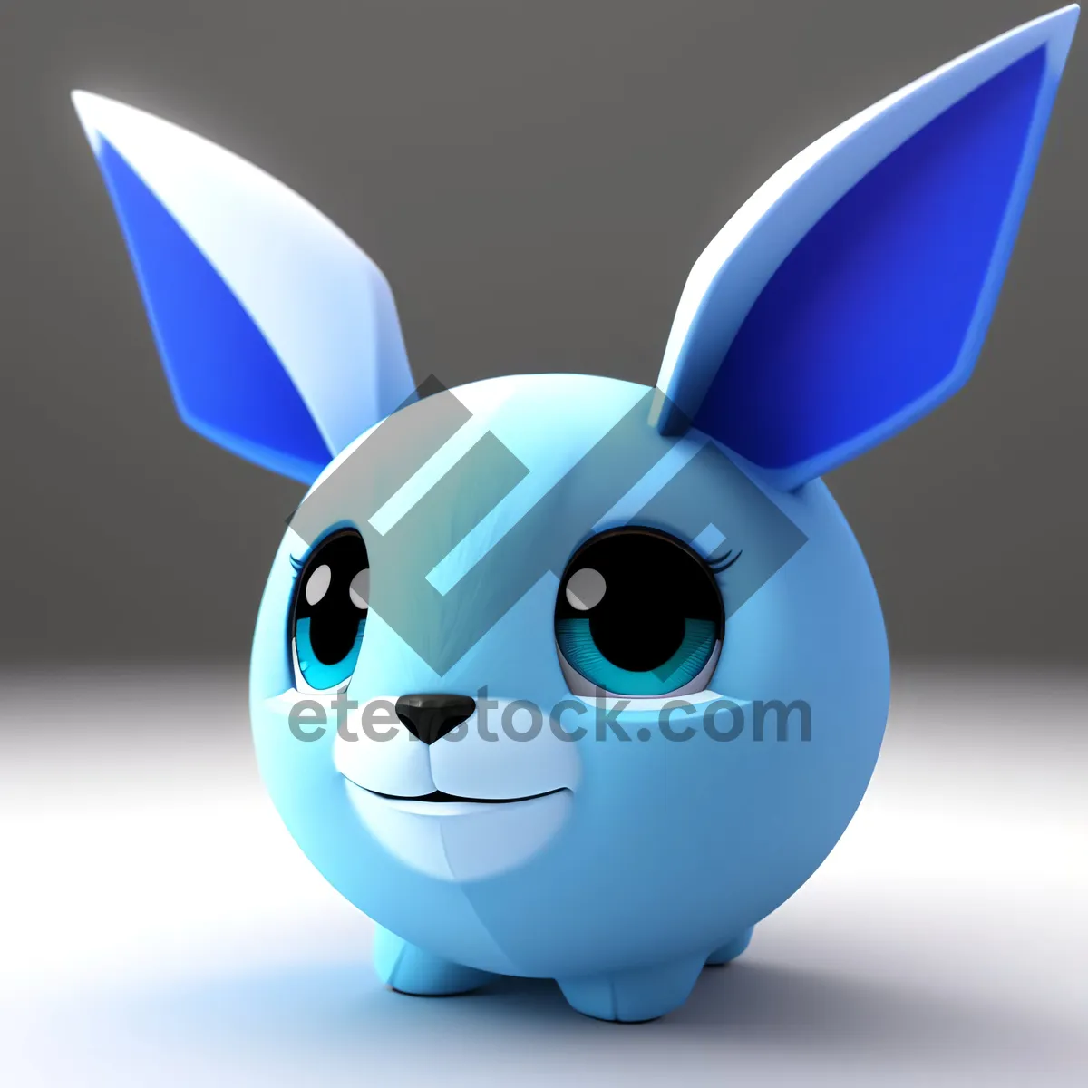 Picture of Happy Cartoon Piglet with Funny Eyebrow and Cute Rabbit Smile - Fun 3D Icon