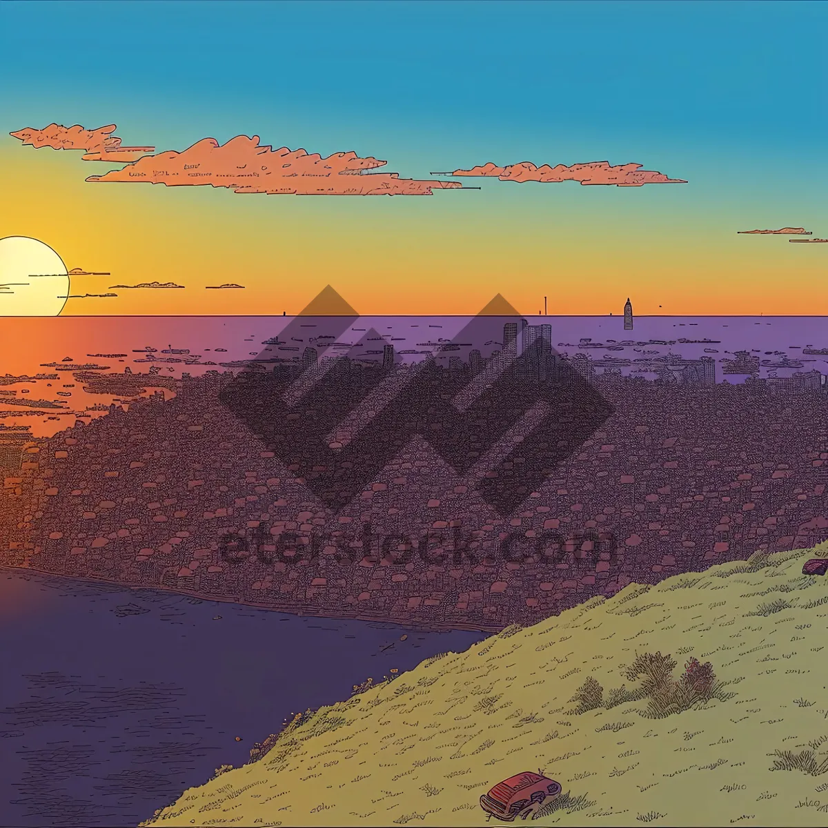 Picture of Sandy Sunset by the Seashore