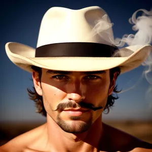 Handsome Cowboy Man with Stylish Black Hat