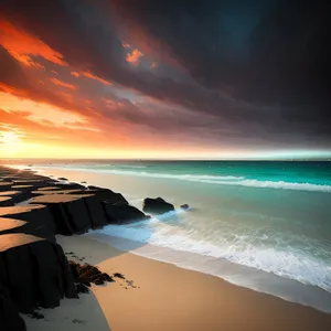 Serenity at Sunset: Tranquil Seascape by the Shore