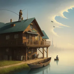 Waterfront Retreat: Serene Boathouse Overlooking Scenic Cityscape