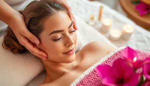 Attractive brunette woman receiving spa treatment with towel.