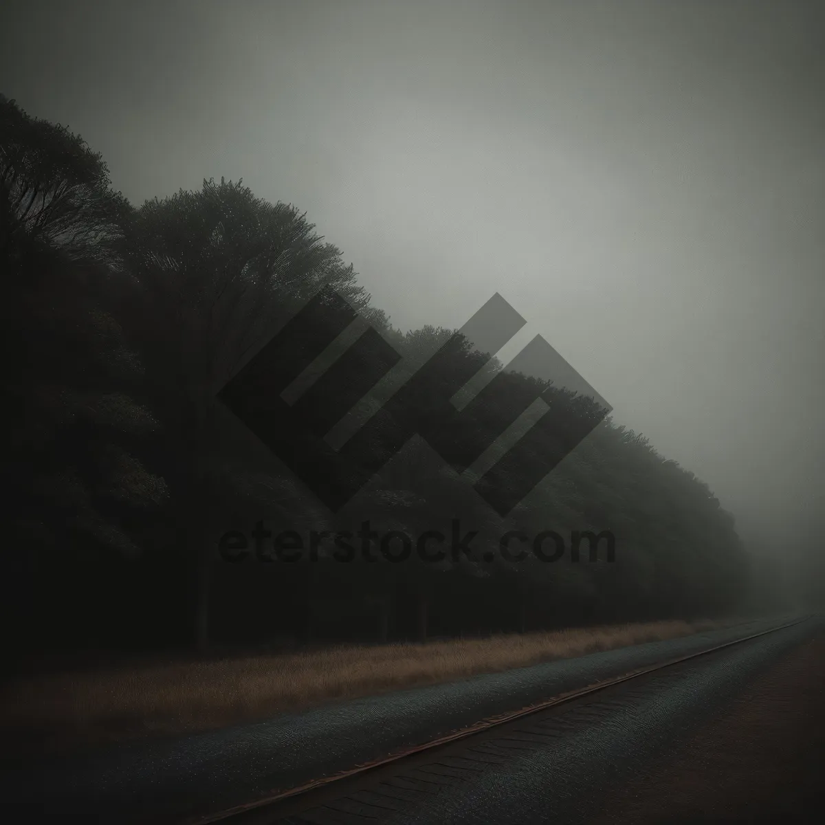 Picture of Scenic Drive on Empty Freeway with Mountain View