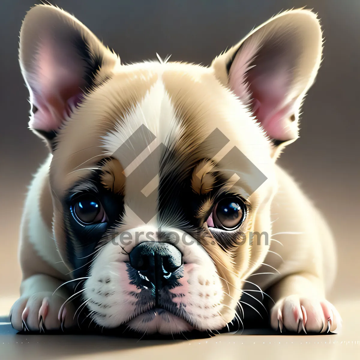 Picture of Enchanting Terrier Bulldog Puppy Posed in Studio