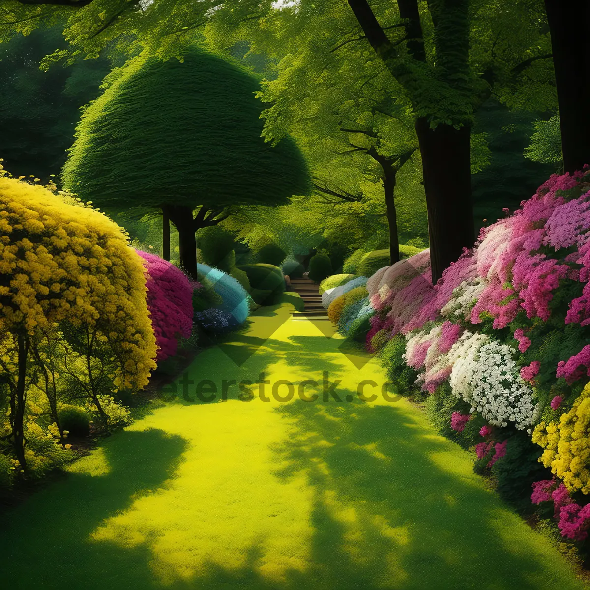 Picture of Summer garden hydrangea flowers in park