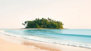 Tropical paradise beach with palm trees and turquoise water