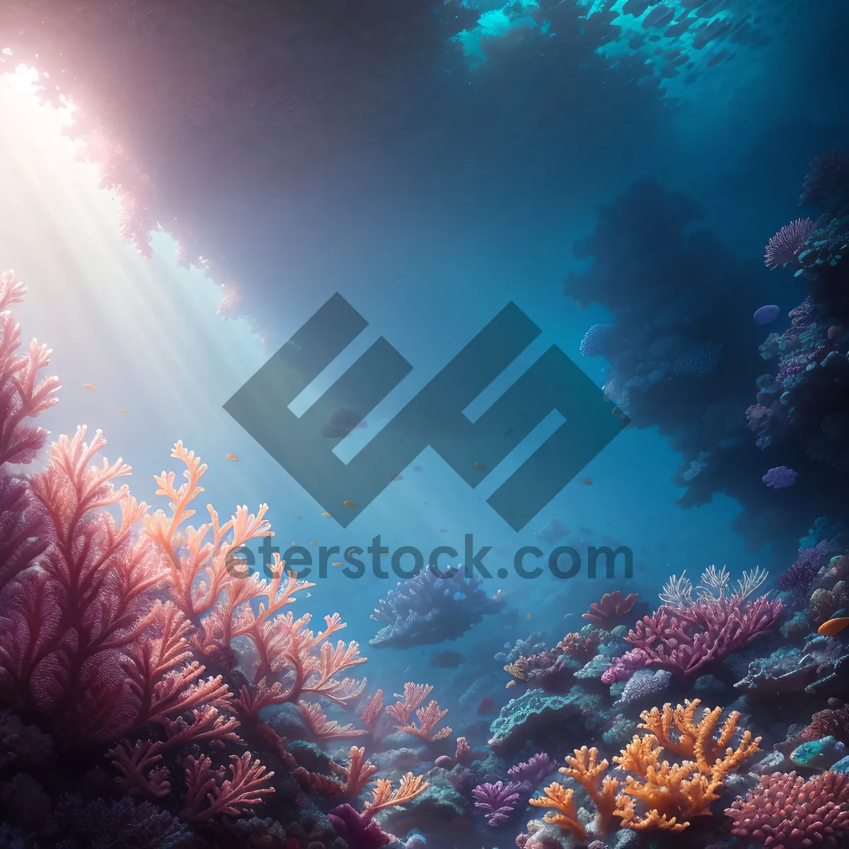 Picture of Colorful Coral Reef in Sunlit Ocean