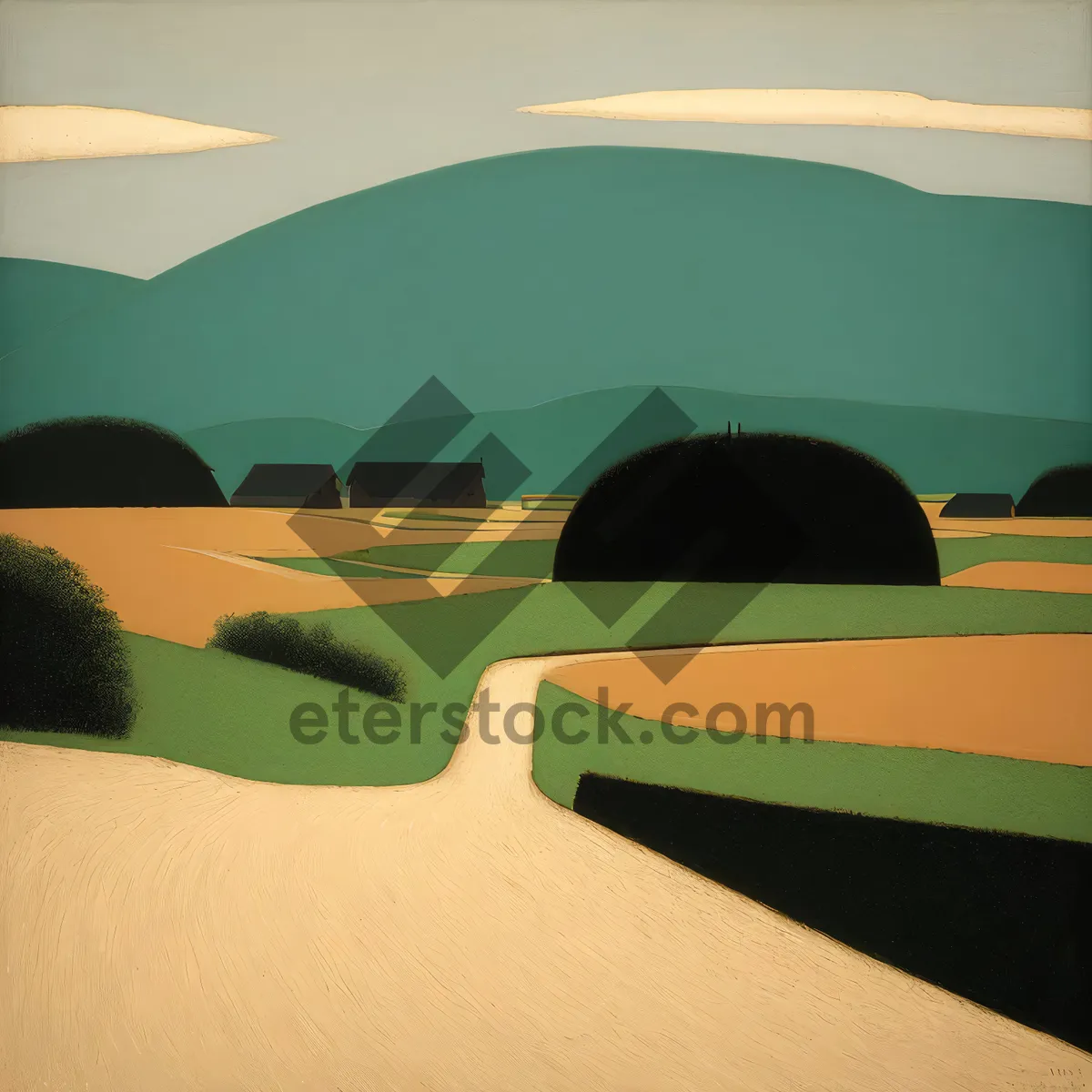 Picture of Sandy Desert Landscape: Serene Travel Through Dry Dunes