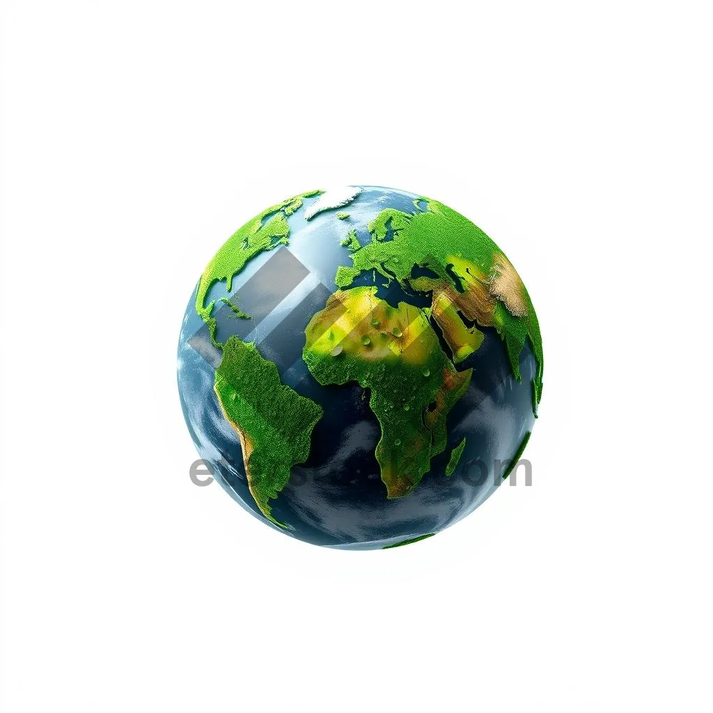 Picture of Glass globe icon with earth map design.