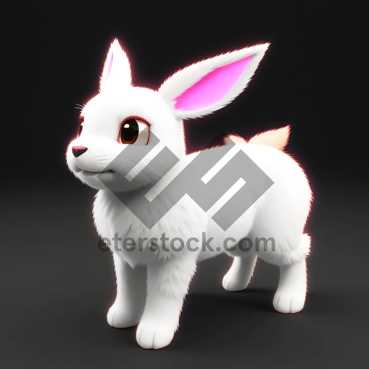 Picture of Fluffy Hare: Cute Bunny with White Fur and Adorable Ears