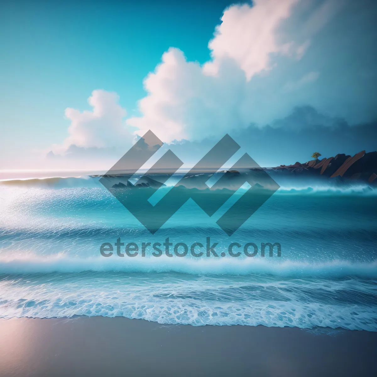Picture of Idyllic Tropical Beachscape Under Clear Sky