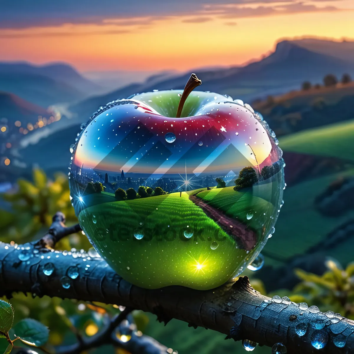 Picture of Fresh Healthy Apple, Delicious Nutritious Fruit for Diet