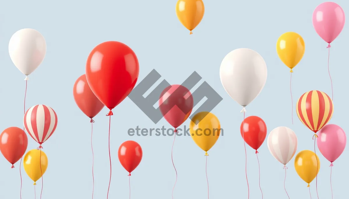 Picture of Colorful balloon and ribbon decoration for festive celebration