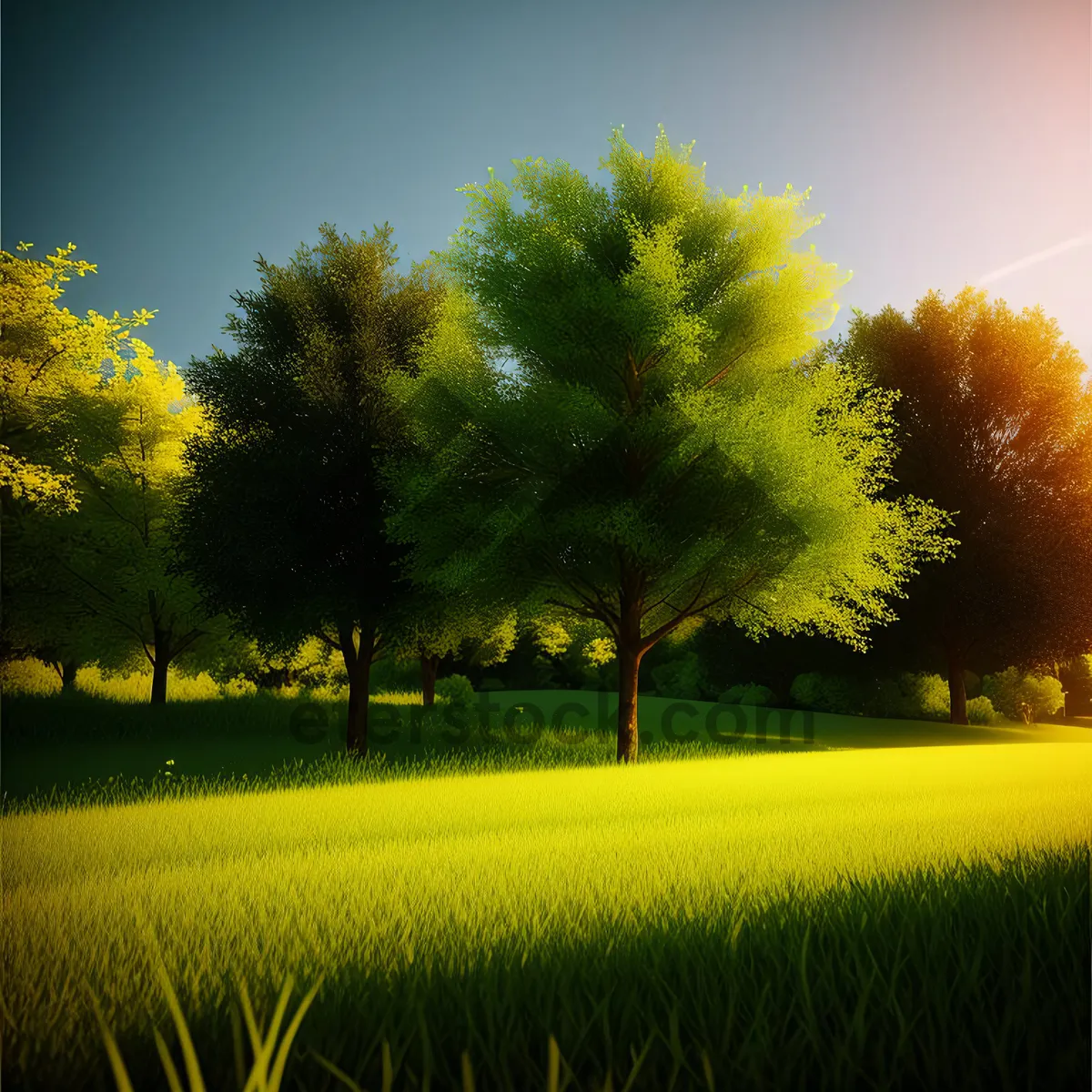 Picture of Golden Fields of Rapeseed Under Blue Sky