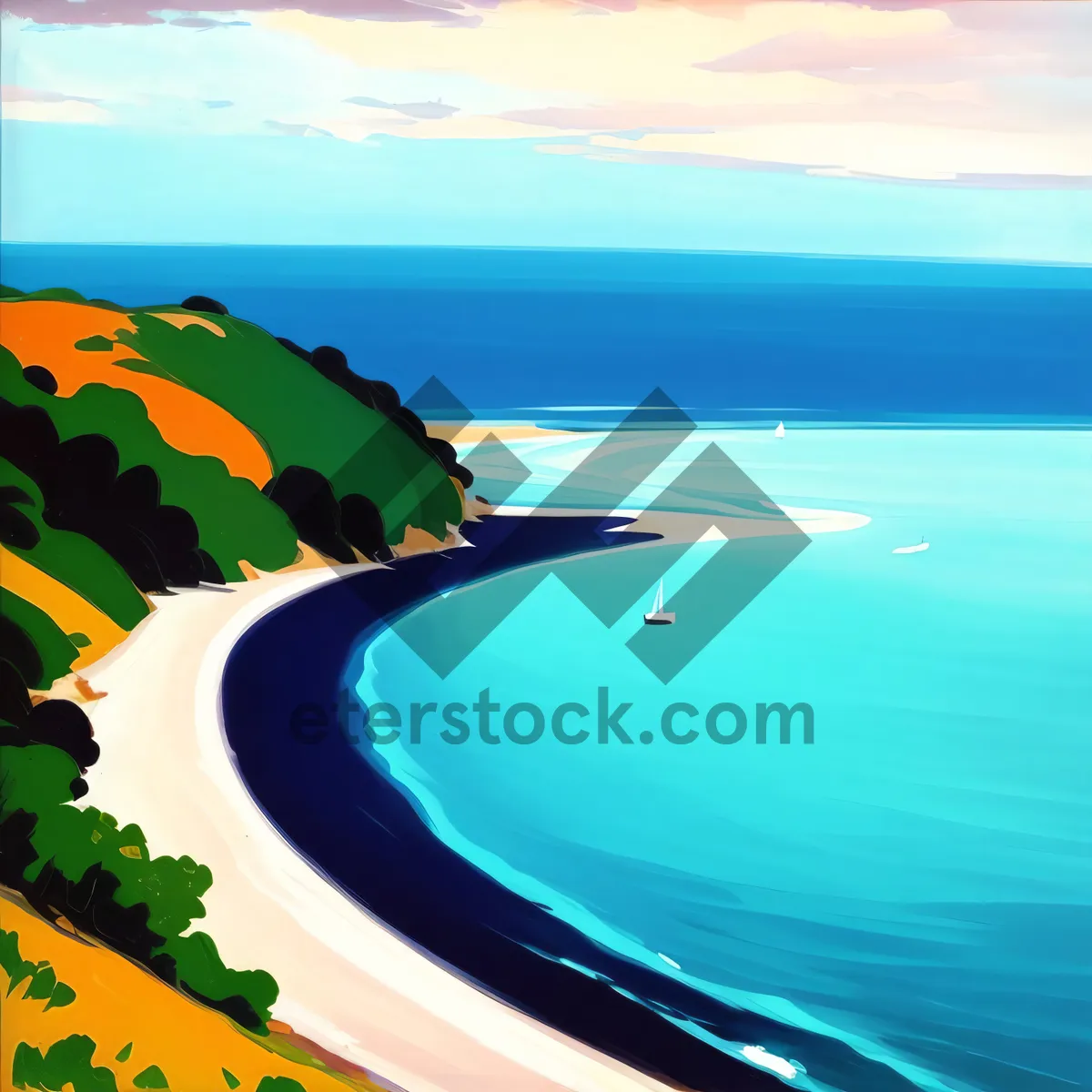 Picture of Serene Summer Seascape: Sun-kissed Beach Paradise