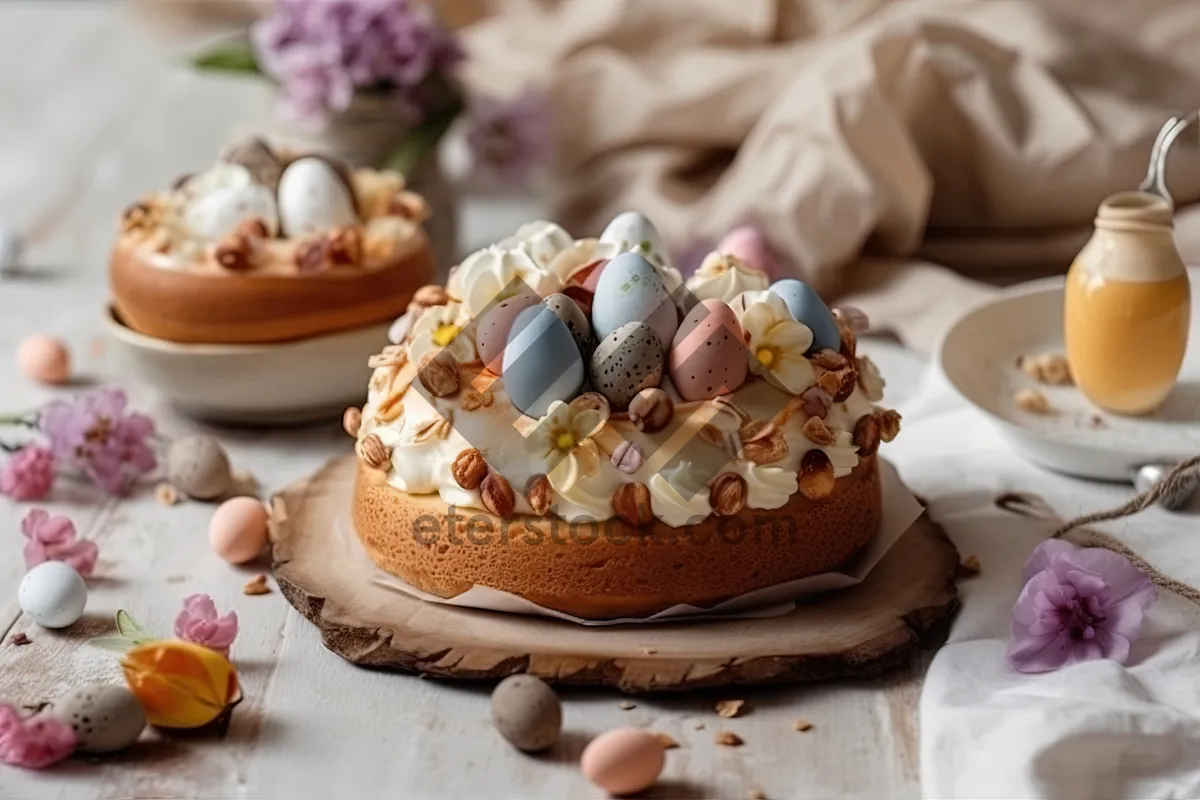 Picture of Pink chocolate fruit cake with sweet cream swirls