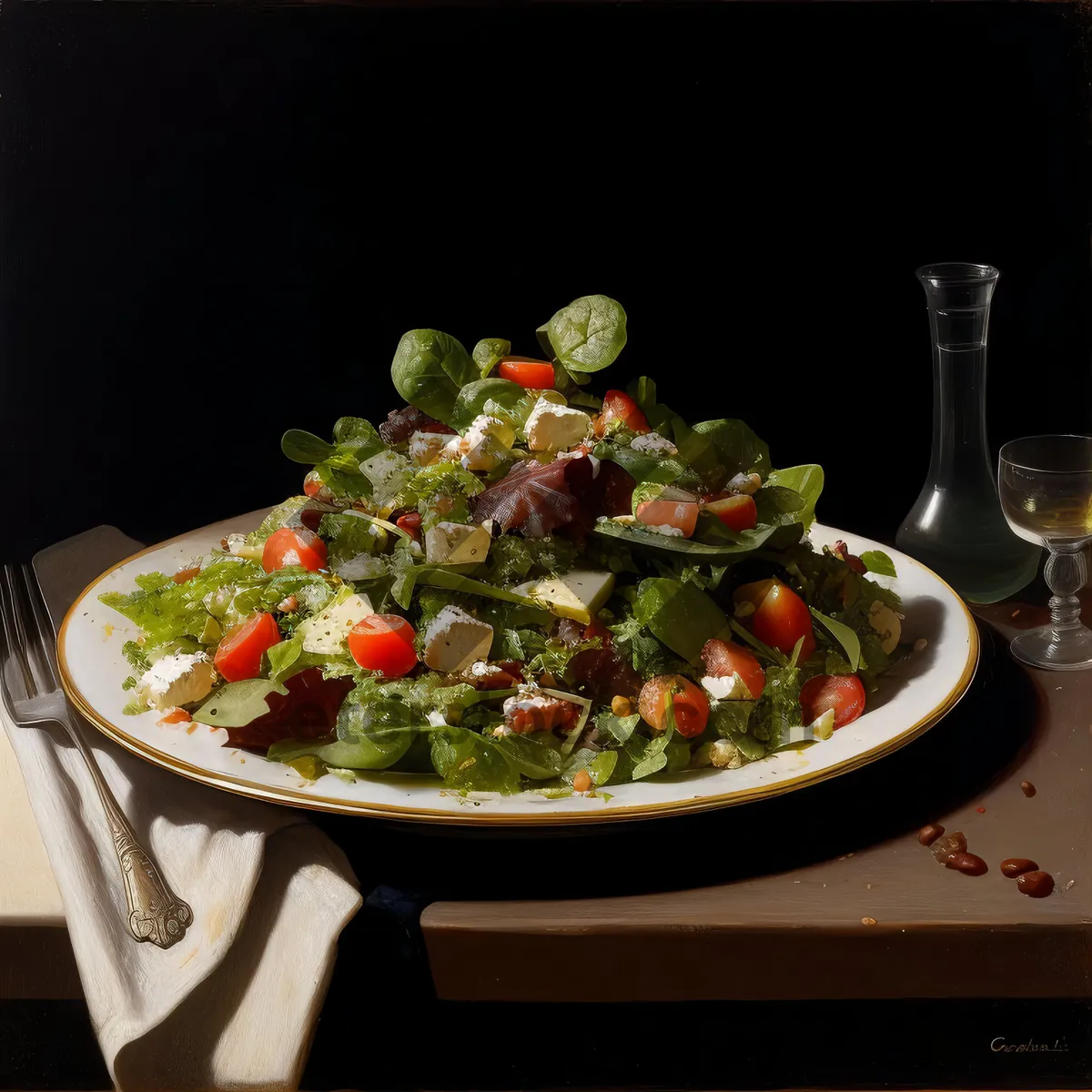 Picture of Fresh salad with tomatoes, peppers, and olives
