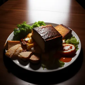 Gourmet salad with grilled beef and fresh vegetables