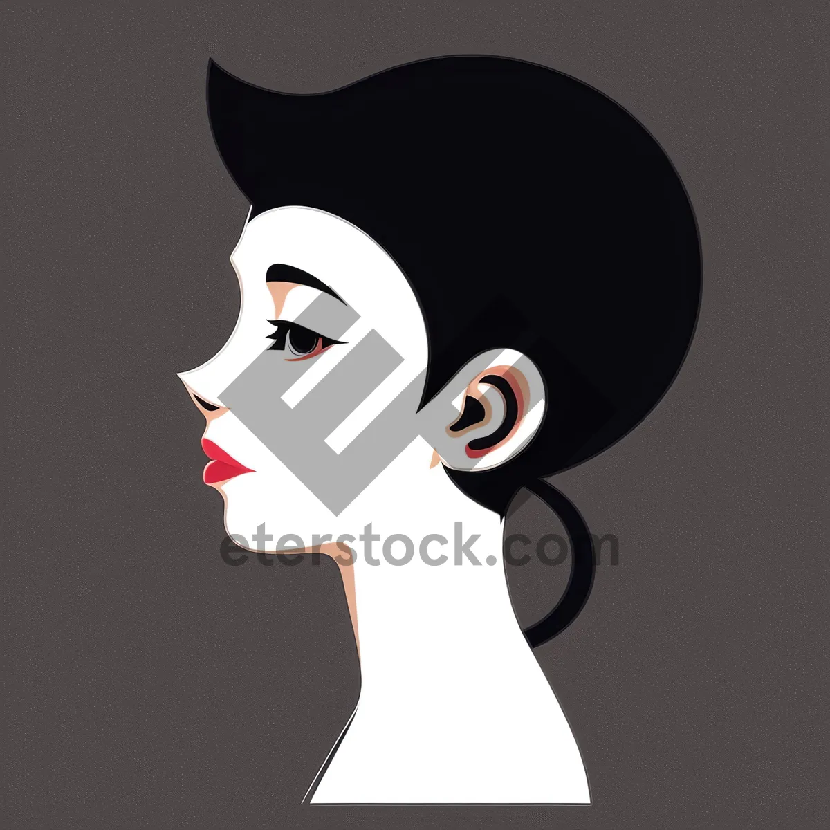 Picture of Stylish Cartoon Face with Shoulder-length Haircut