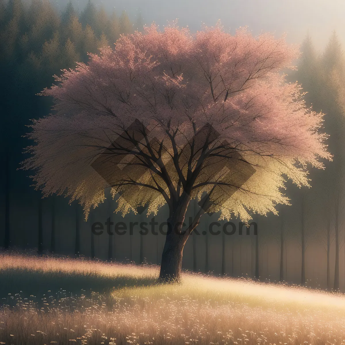 Picture of Snowy Acacia Tree in Winter Landscape
