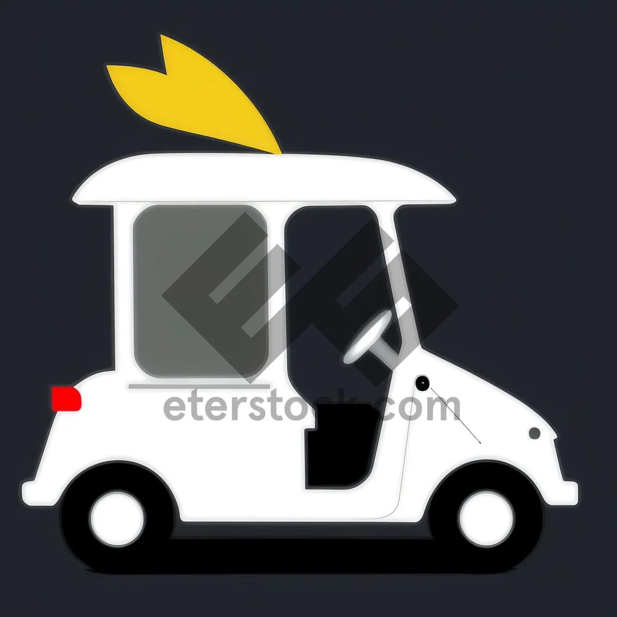 Picture of Golfer Cartoon Icon: Shuttlecock-Wielding Player in Car