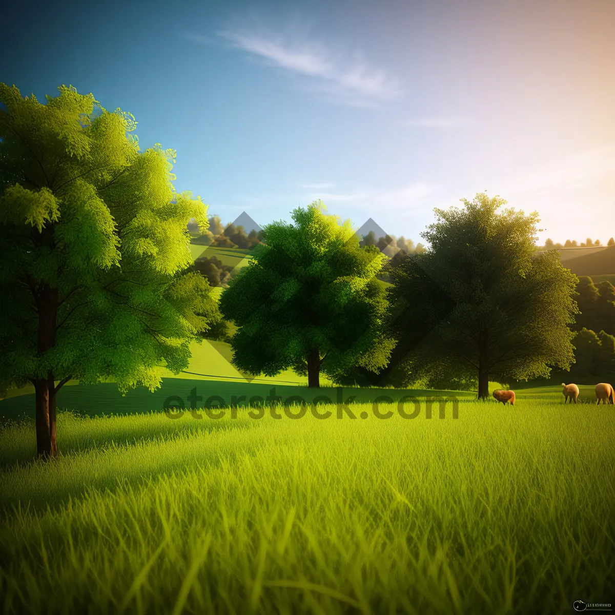 Picture of Golden Horizon: Vibrant Rapeseed Meadow Under Clear Sky