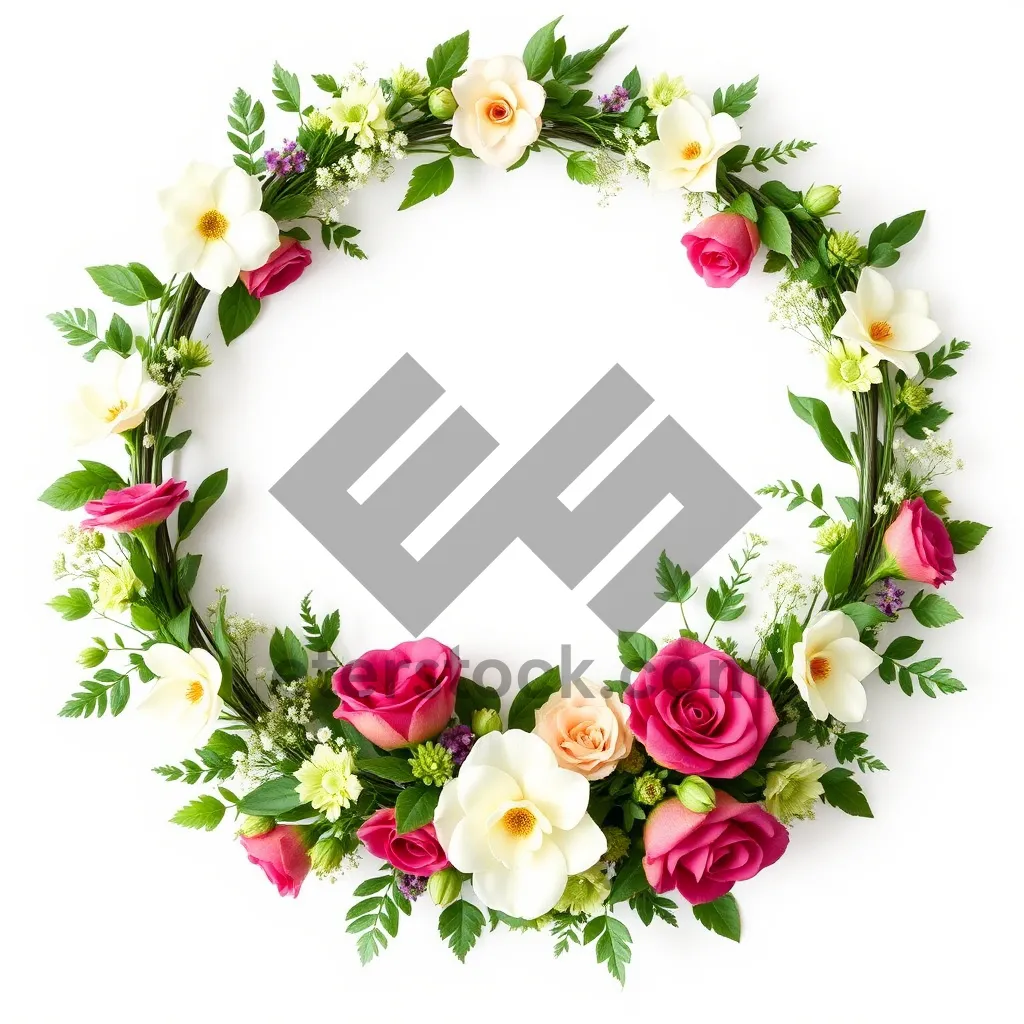Picture of Floral Frame Design with Holly Blossom and Leaves