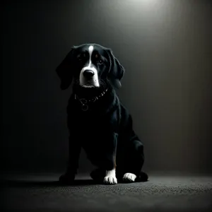 Adorable Black Purebred Canine Portrait - Greater Swiss Mountain Dog