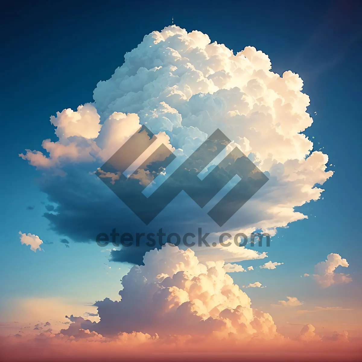 Picture of Vibrant Summer Sky with Fluffy Clouds