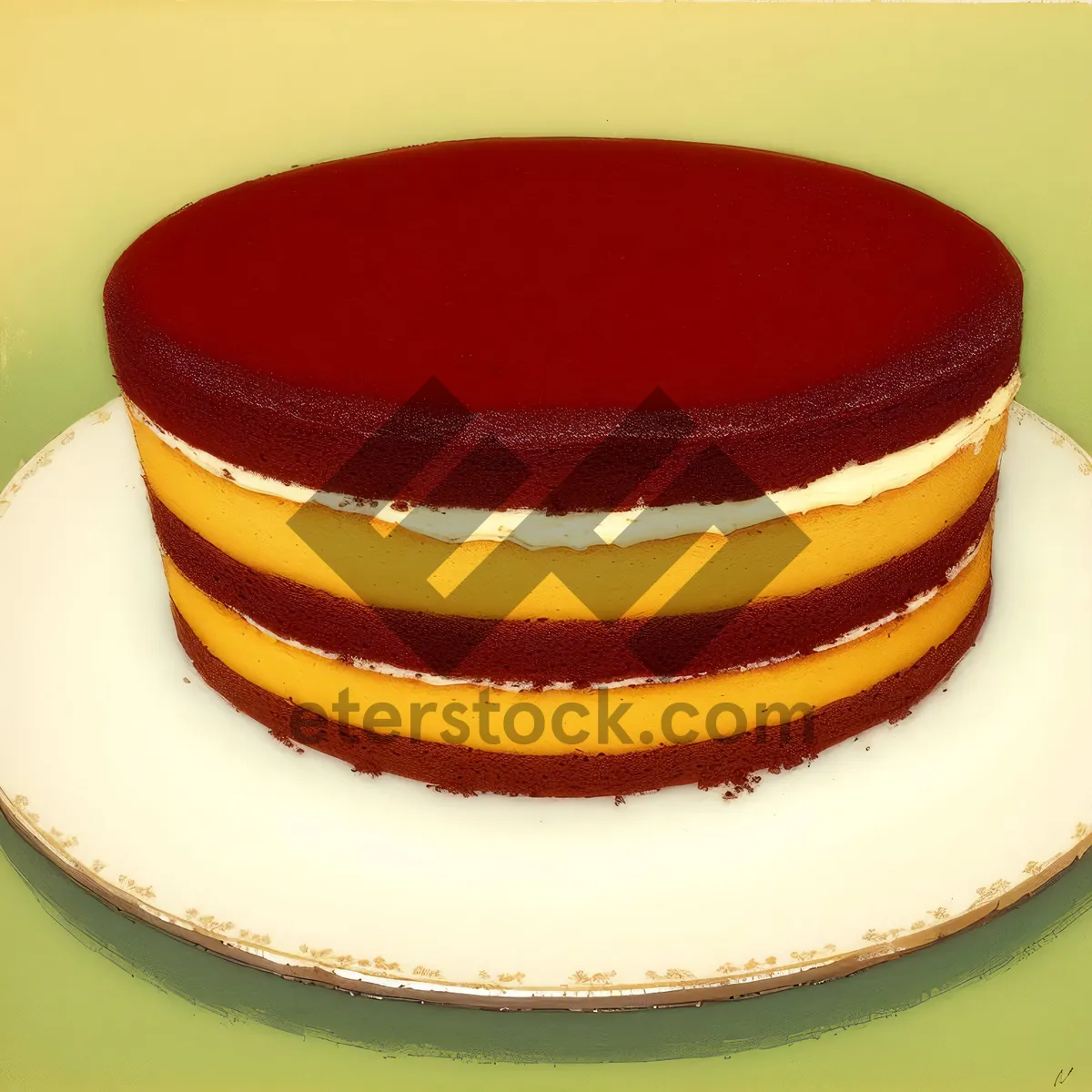 Picture of Delicious Fruit-Filled Gourmet Cake on Plate