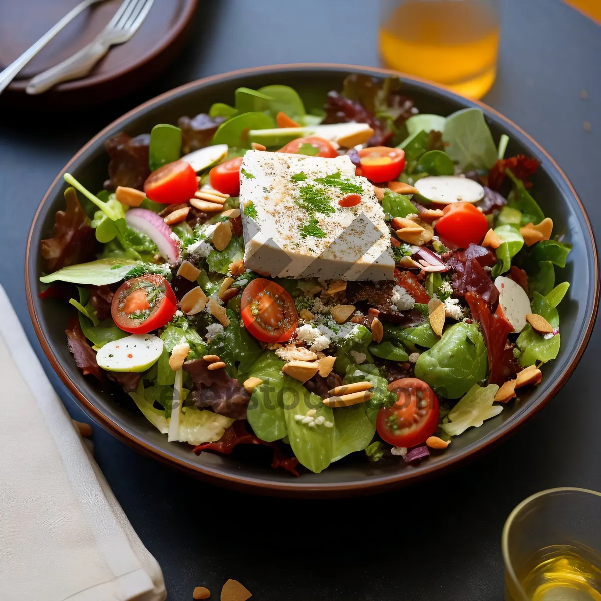 Picture of Gourmet Salad Plate with Fresh Vegetables and Cheese