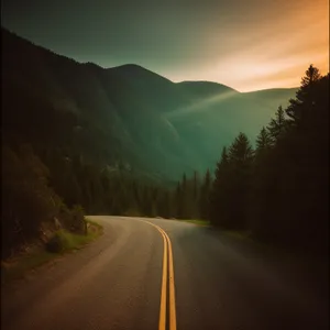 Mountain Highway Through Scenic Landscape