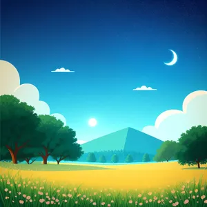Sunny Meadow with Blue Sky