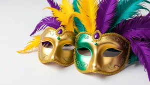 Golden Venetian Mask - Mysterious Carnival Artistry