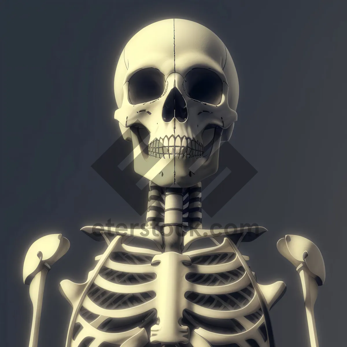 Picture of Mechanical Skeleton Head in Spooky 3D Horror