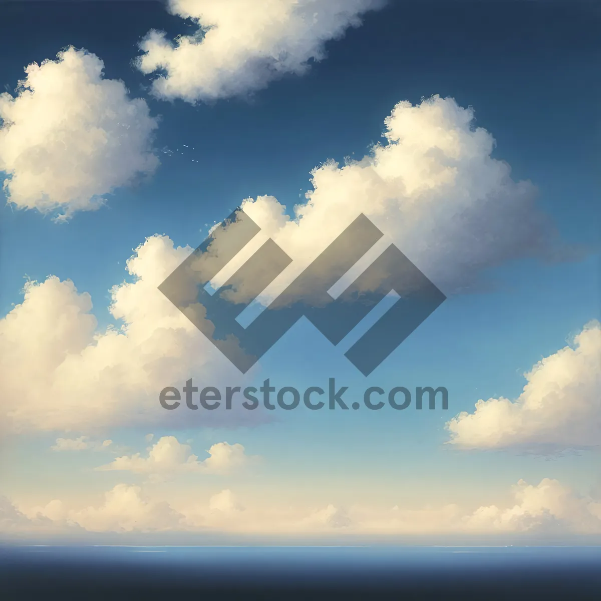 Picture of Vibrant Summer Sky with Fluffy Clouds