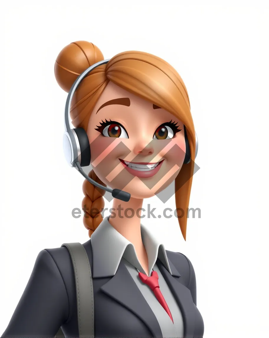 Picture of Attractive businesswoman with clean skin smiling happily.