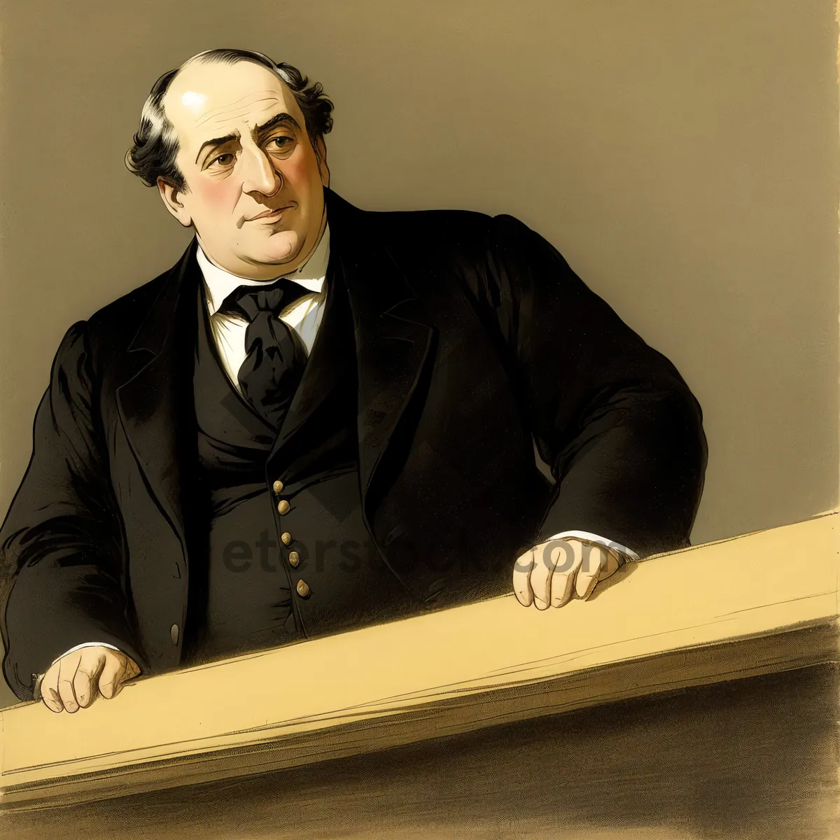 Picture of Stylish corporate businessman working at office desk.