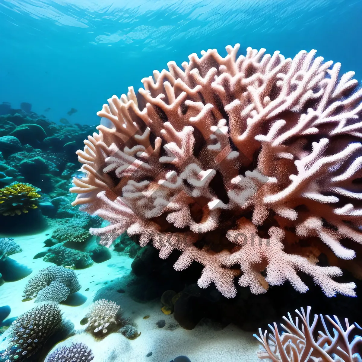 Picture of Colorful Underwater Coral Colony in Exotic Ocean