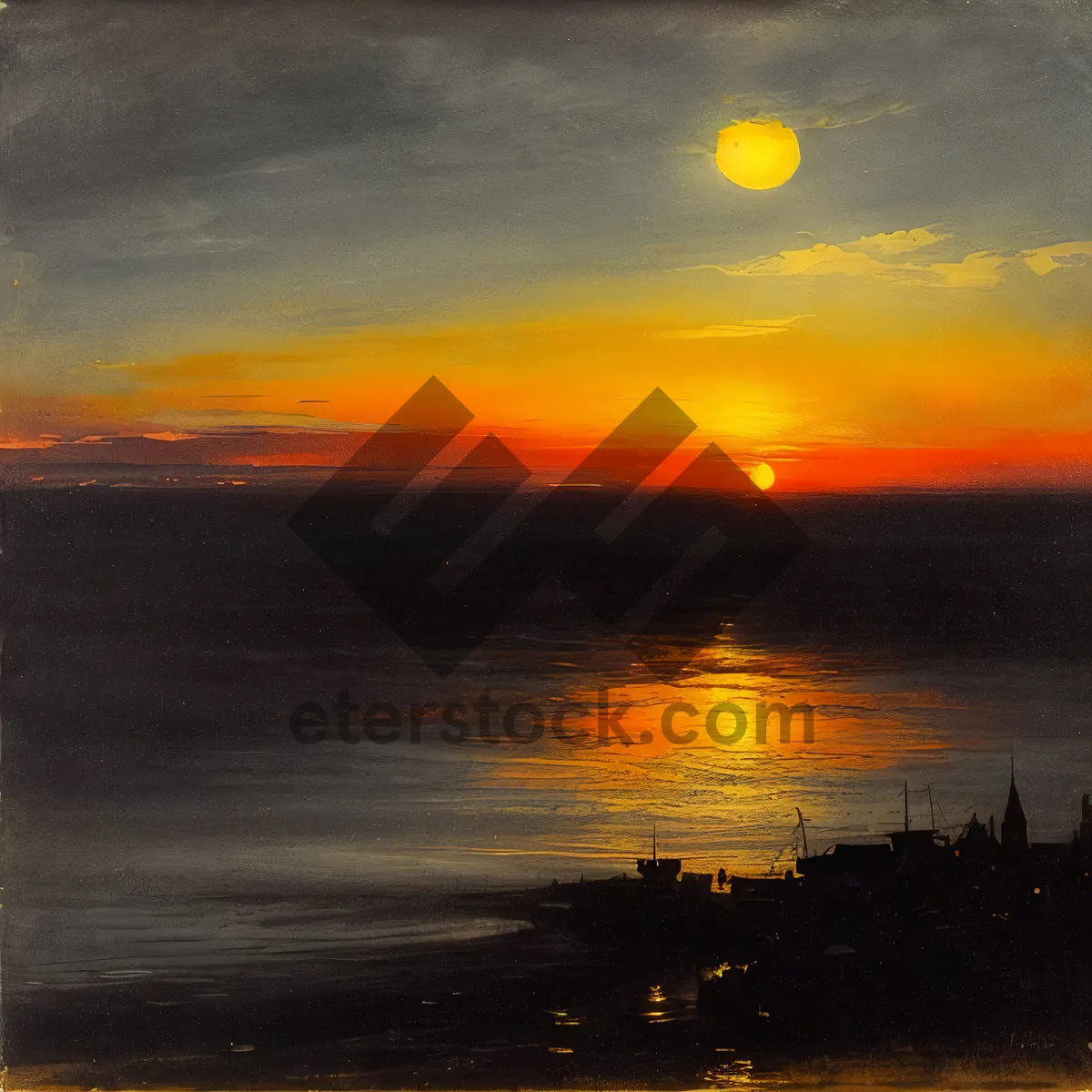 Picture of Golden Horizon: Vibrant Sunset over the Ocean