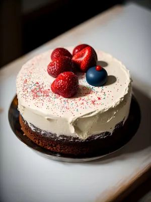 Delicious Fruit Dessert with Chocolate and Berries