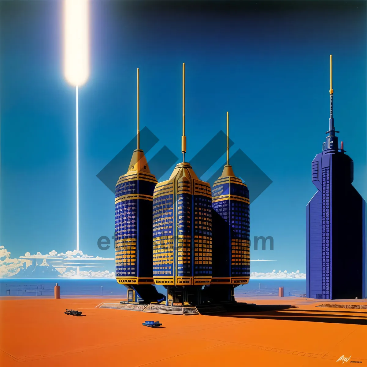 Picture of Iconic Cityscape: Majestic Minarets and Towering Skyscrapers