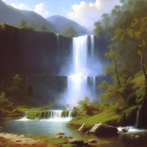 Enchanting Wilderness Waterfall amidst Serene Forest