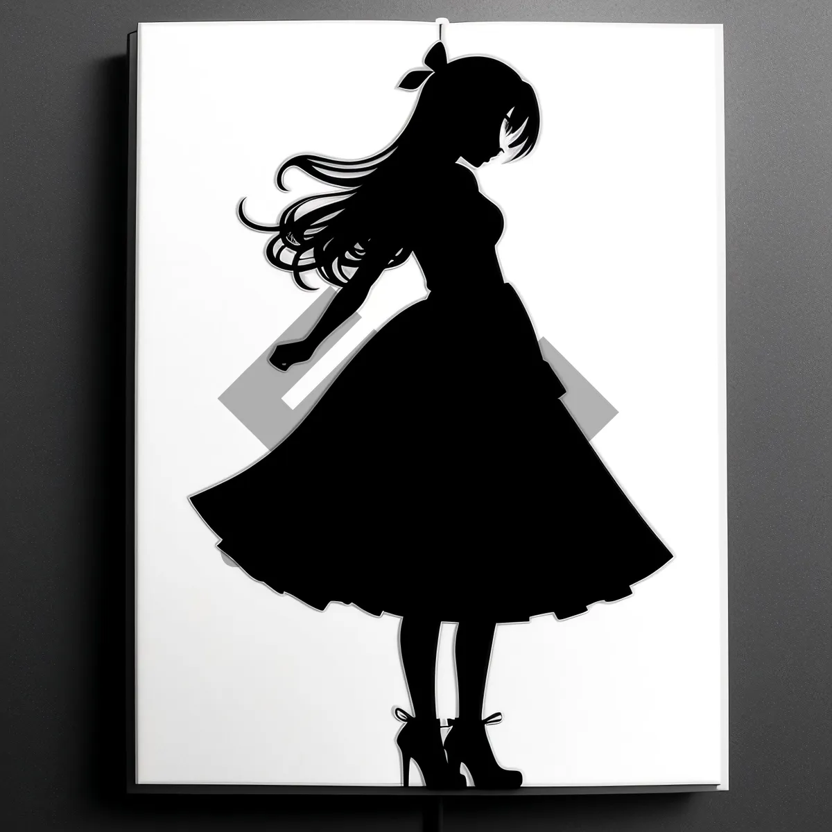 Picture of Elegant Newlywed Bride Silhouette in Black Dress