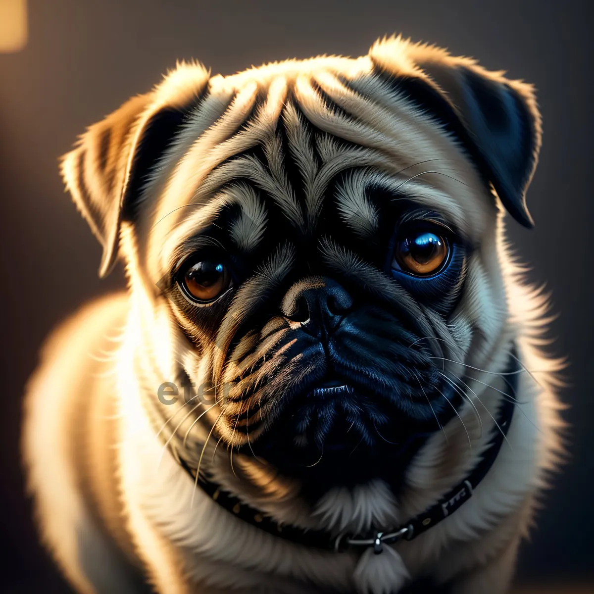 Picture of Adorable Pug Puppy with Wrinkles – Perfect Studio Portrait