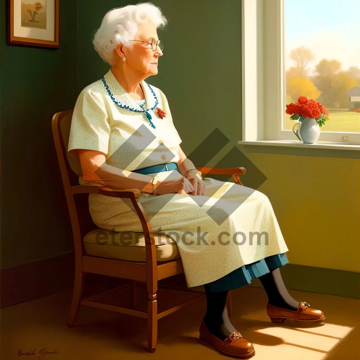 Picture of Senior male patient smiling in hospital chair