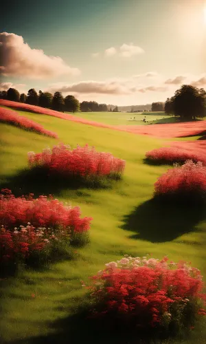 Seasonal Park Landscape with Trees and Grass